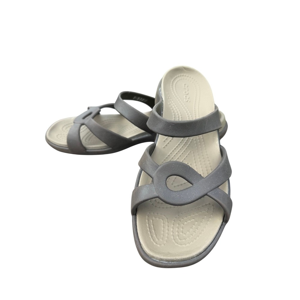 Crocs Meleen Twist Sandals Women Size 11 Mushroom Tan Excellent Strappy Slides